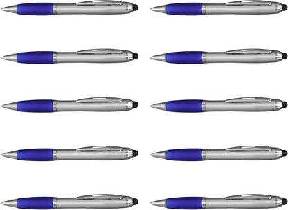 DISCOUNT PROMOS Custom Stylus Ballpoint Pens Set of 10/50/100, Personalized Bulk Pack - Black Ink, Great for Office, School, Business, Tradeshows, Events - Purple