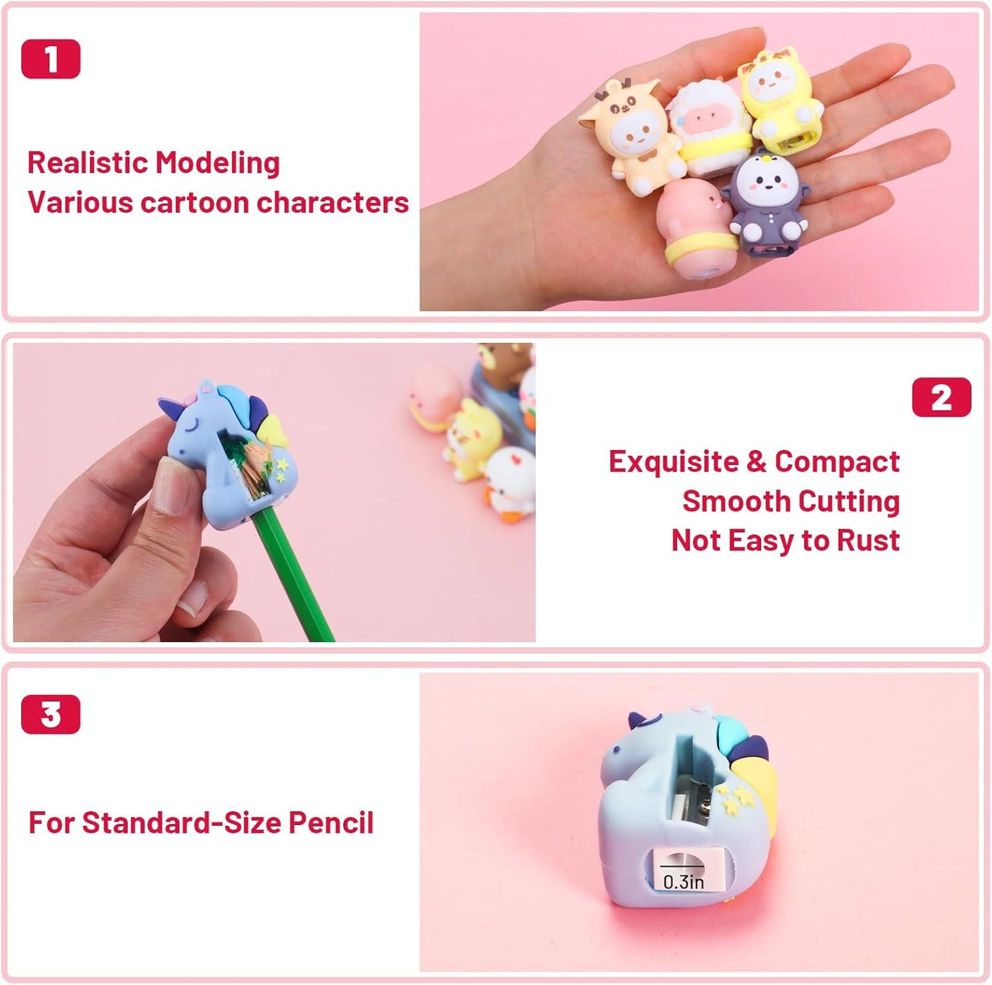 30 Pcs Pencil Sharpener Bulk, Kids Pencil Sharpeners, Handheld Manual Cute Pencil Sharpeners Bulk for Kids, Kawaii School Supplies Stationary for Students Classroom Office
