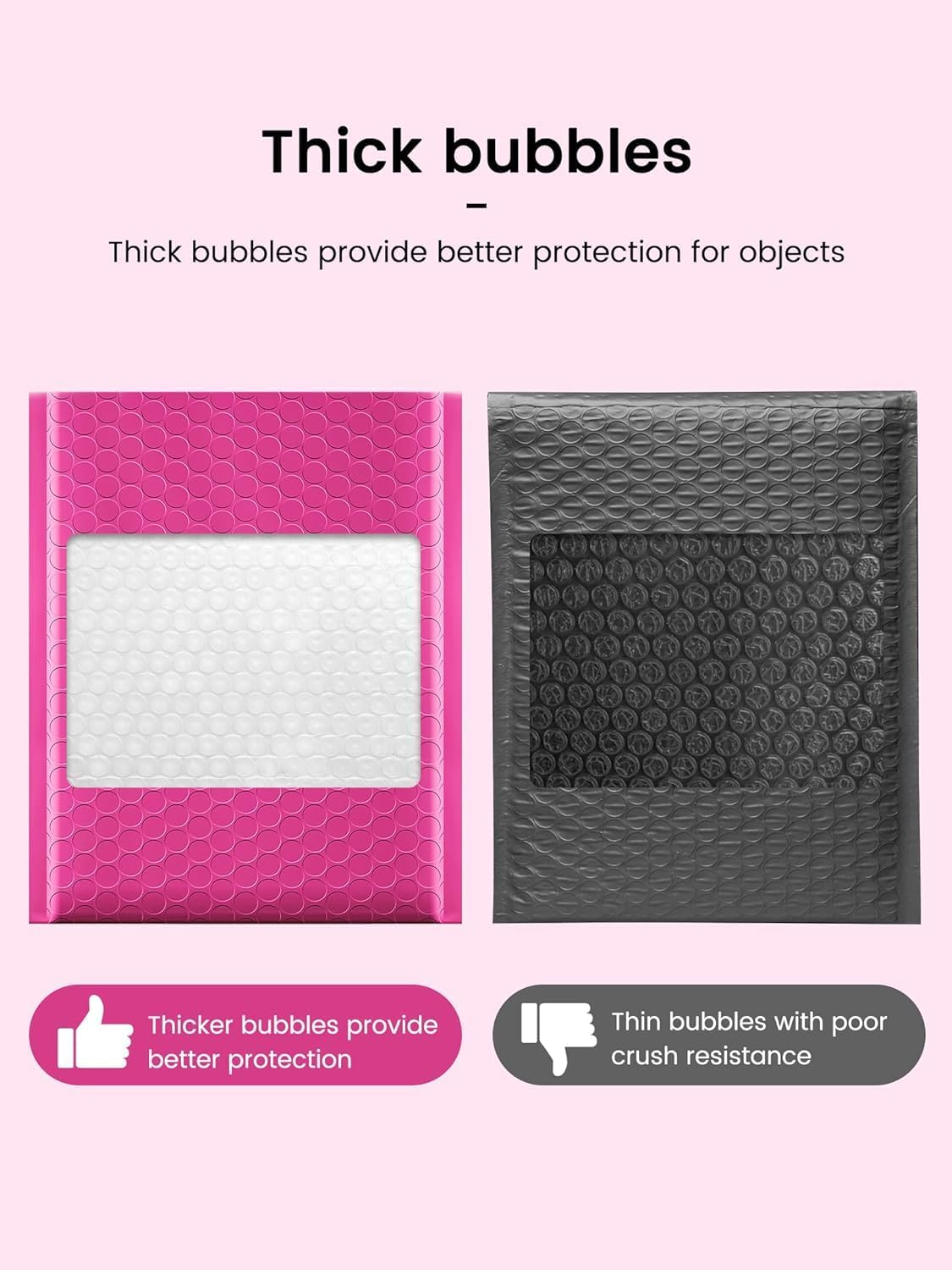 GSSUSA Black Bubble Mailers 4x8 Inches 50 Pack, Usable Size 4X7" Bubble Envelopes for Small Business, Padded Envelope, Shipping Mailers, Packaging Bags, Mailing Envelopes, Shipping Supplies