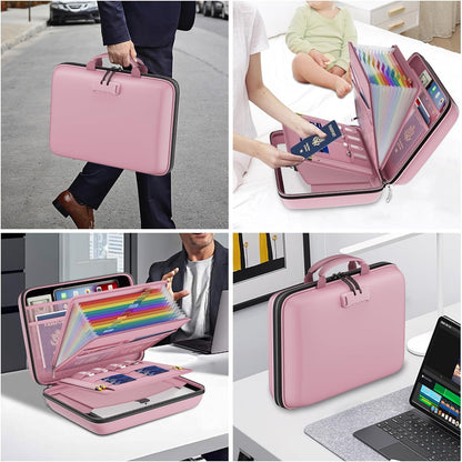DocSafe Fireproof File Organizer with Lock, Hard-Shell Case Fireproof Document Box with 13 Pocket Accordion File Folder, Portable Home Office Travel Safe Storage for Important Documents Laptop Black