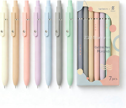 Vanhench 7Pcs 0.5 mm Black Ink Gel Pens Fine Point Smooth Writing Quick Dry Pen for Nurses Teacher Journaling Note Office Desk School Gift, Nice Cute Multifunction Writing Pens with Fidget Stress Ball