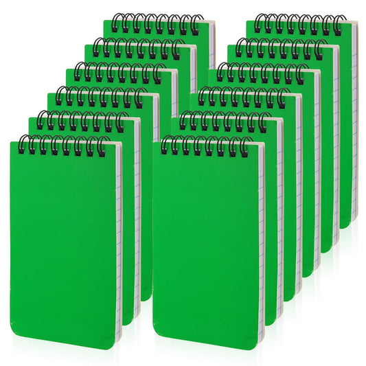 12 Pack mini Spiral Steno Pads,3x5 Inch Small Notepads,Mini Memo Spiral Notepads, Small Pocket Notebooks, College Ruled Lined Note Pads For Kids Adults Outdoor ,Home,School,Office,75 Sheets/150 Pages (Green)