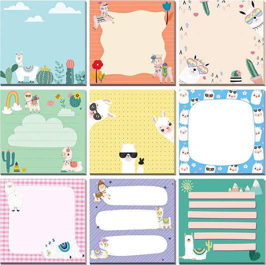 9 Pads Wildflower Sticky Notes 3x3 Inch Cute Self Stick Notepads Notes Adhesive Memo Pad Office Decor Gifts for Students School Teacher Meeting Office Supplies