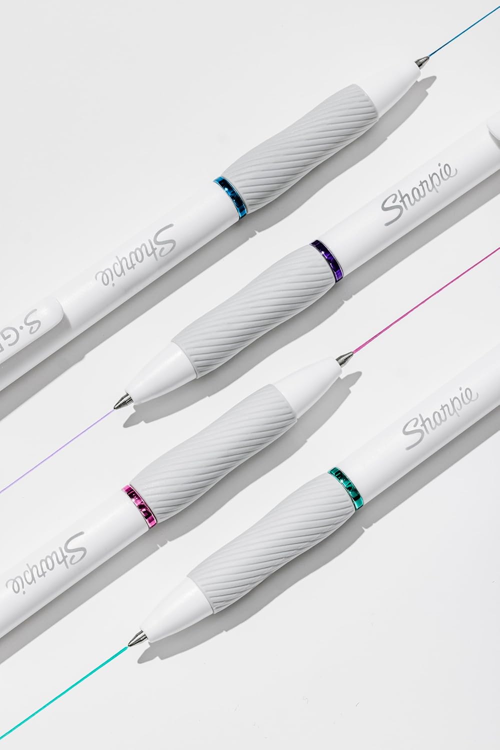 Sharpie S-Gel Pens, Fashion Barrel White Pearl, Medium Point (0.7mm), Bold Ink Colors, 8 Count