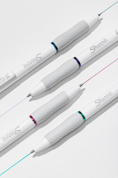Sharpie S-Gel Pens, Fashion Barrel White Pearl, Medium Point (0.7mm), Bold Ink Colors, 8 Count