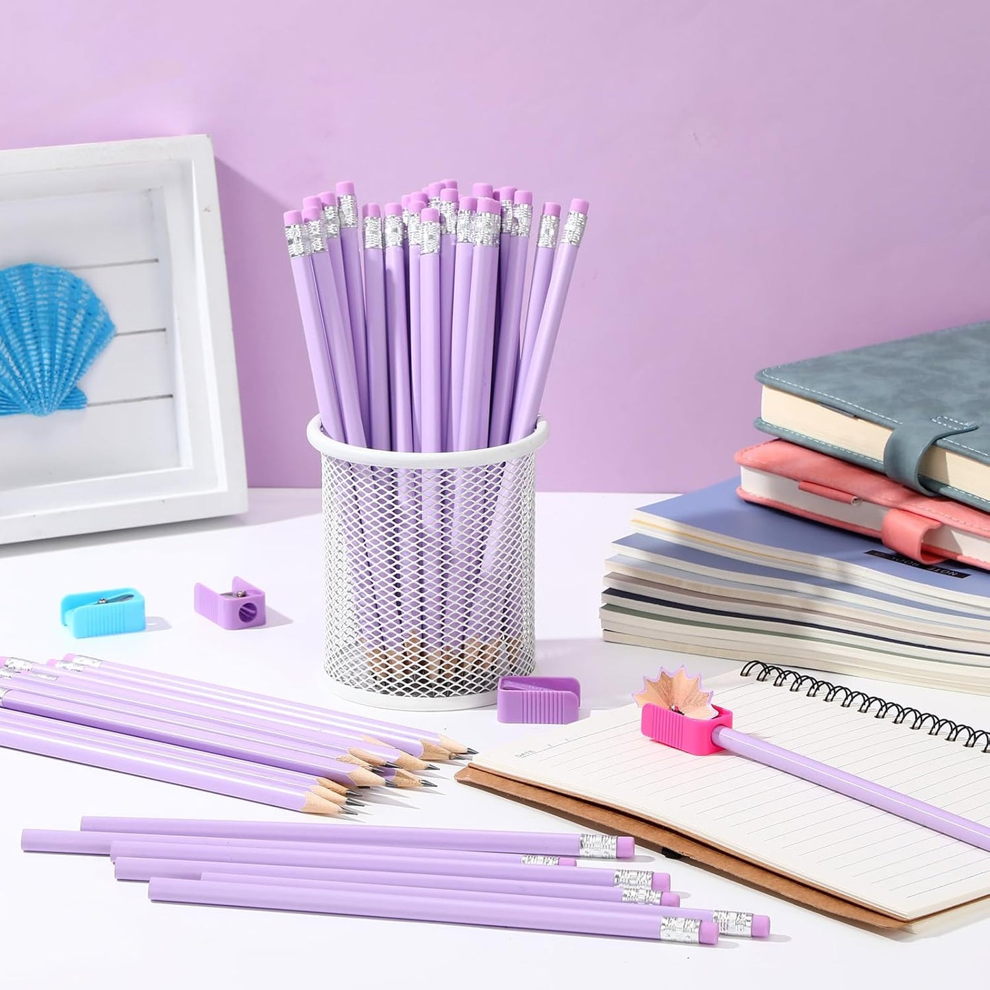 Tinlade 50 Pcs Triangular Grip Pencils Wood Wedding Pencils HB Graphite Pencil Pack Eraser for Baby Shower Drawing Sketching Bridal Shower Office Supplies(Pink)