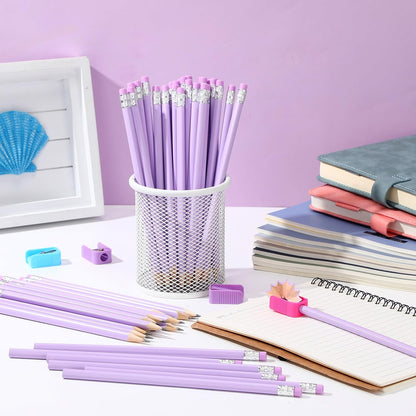 Tinlade 50 Pcs Triangular Grip Pencils Wood Wedding Pencils HB Graphite Pencil Pack Eraser for Baby Shower Drawing Sketching Bridal Shower Office Supplies(Pink)