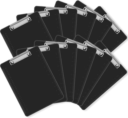 Black Clipboards, PANDRI 16 Pack Plastic Clipboards with Low Profile Clip 12.5 x 9 Standard Letter Size Clipboard for Classrooms Offices