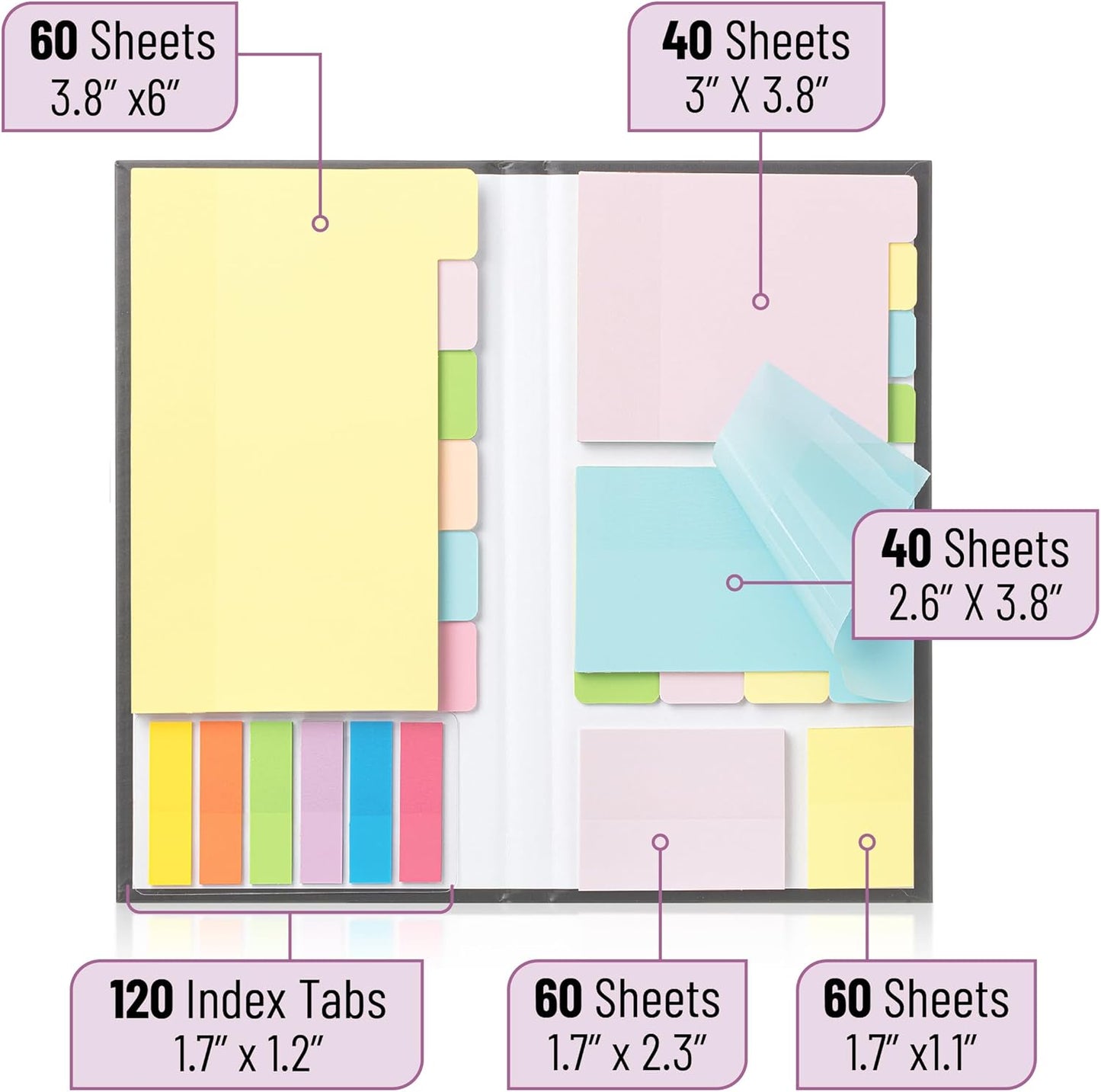 Mr. Pen- Sticky Notes Set, 410 Pack, Ruled, Dotted & Blank Notes with 150 Index Tabs, Divider Sticky Pads for Bible Study, Office, School, Planning, Journaling & Organization