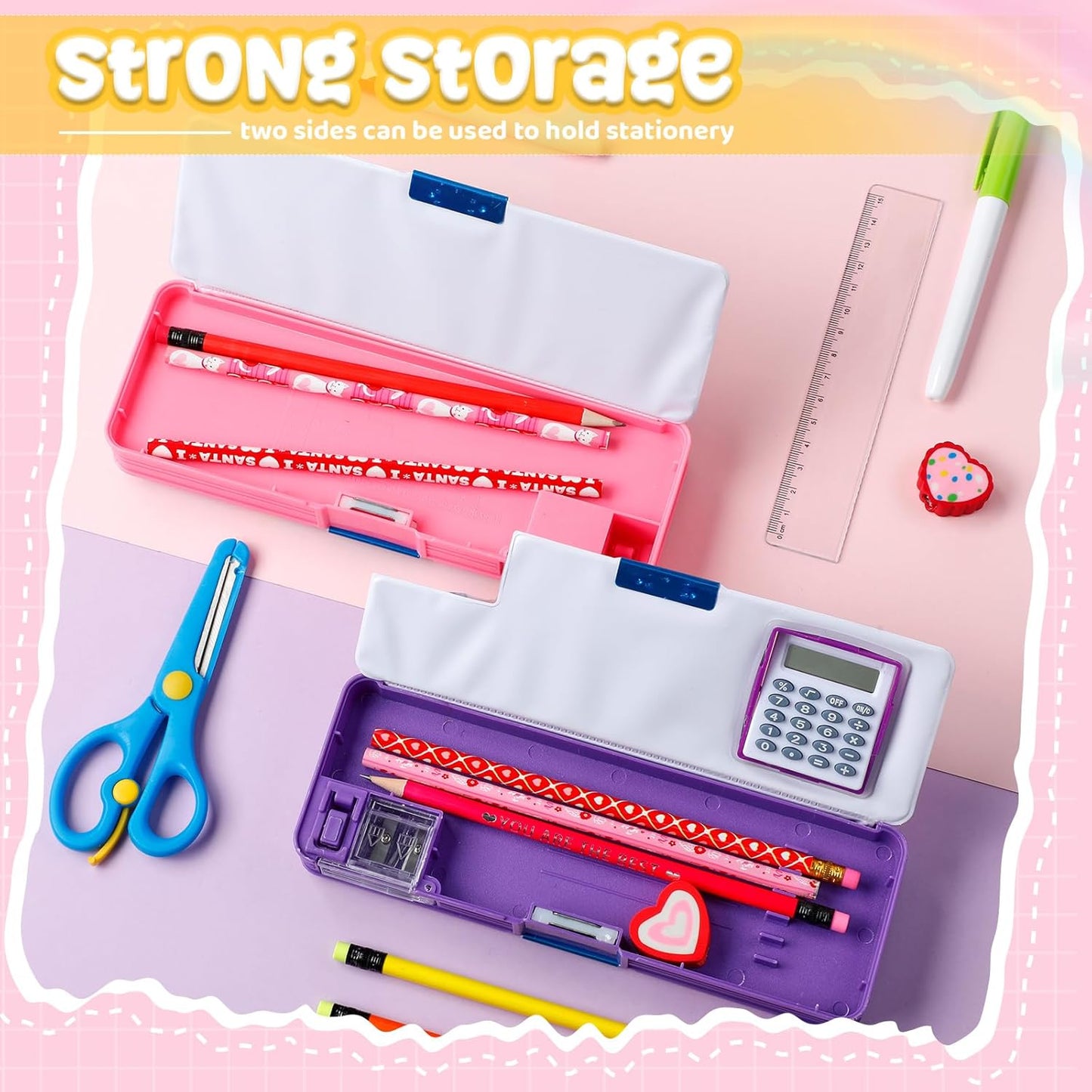 Henoyso Multifunctional Pencil Box for Girls Butterfly Pencil Case with Calculator and Sharpener Cool Cute Pencilcase School Supplies Essentials Christmas Birthday Gift Present for Kids Teens