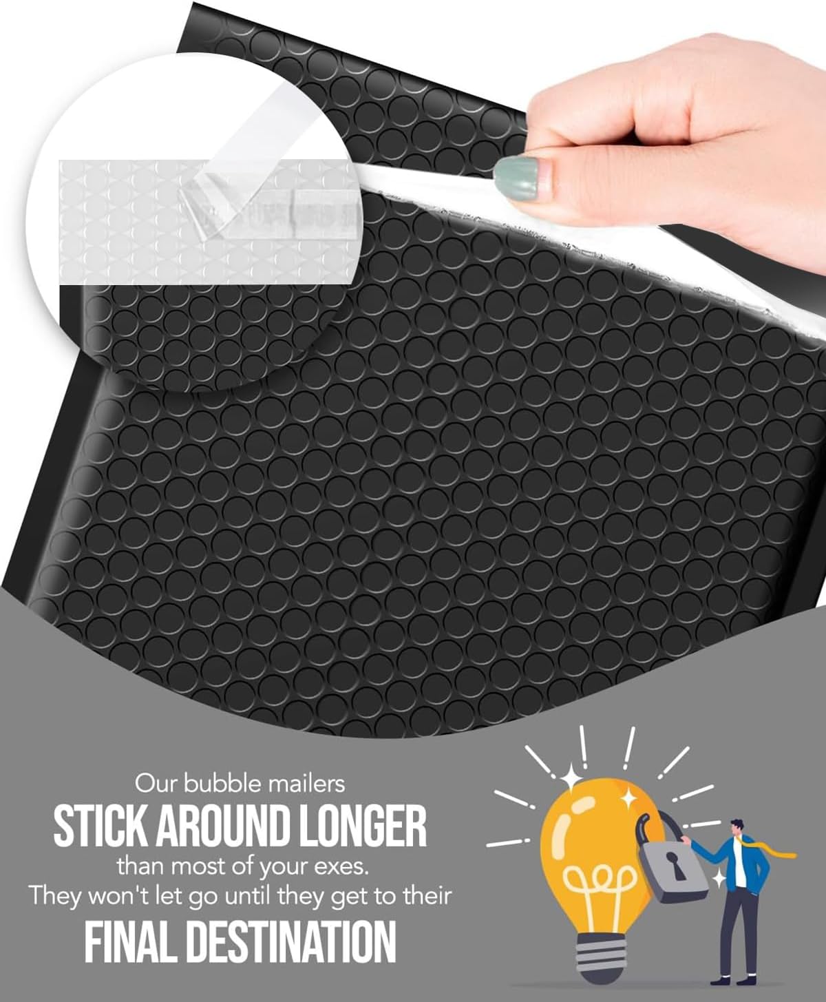 GSSUSA Black Bubble Mailers 4x8 Inches 50 Pack, Usable Size 4X7" Bubble Envelopes for Small Business, Padded Envelope, Shipping Mailers, Packaging Bags, Mailing Envelopes, Shipping Supplies