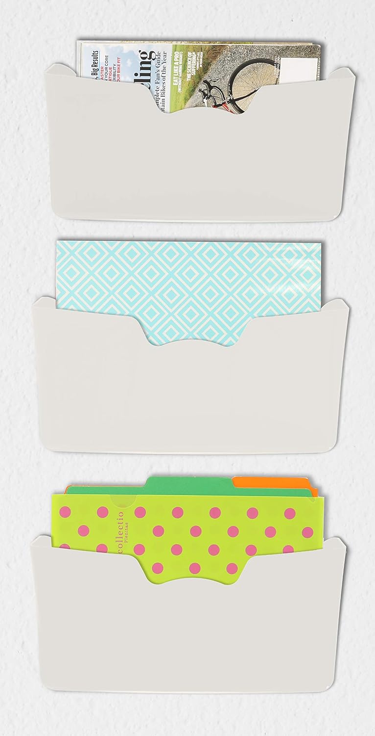 Simple Houseware Clear Single Pocket Wall Mount for Hanging File Holder, 3 Packs