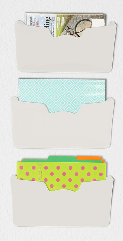 Simple Houseware Clear Single Pocket Wall Mount for Hanging File Holder, 3 Packs