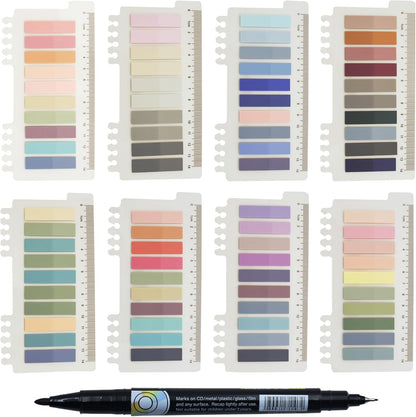 YOUDEFUL 1600pcs Translucent Sticky Note Tabs, Morandi Page Markers for Annotating Books,Repositionable Book Flags Tabs Strip with Binders, Clear Sticky Notes,Page Tabs,Index Tabs