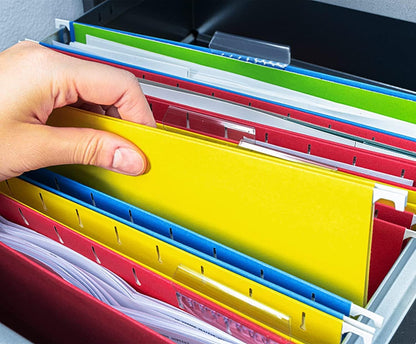 HERKKA Hanging File Folders, 60 Pack Reinforced Letter Size Hanging Folders, Designed for Bulky Files, Filing Cabinet, 1/5-Cut Adjustable Tabs (Black)