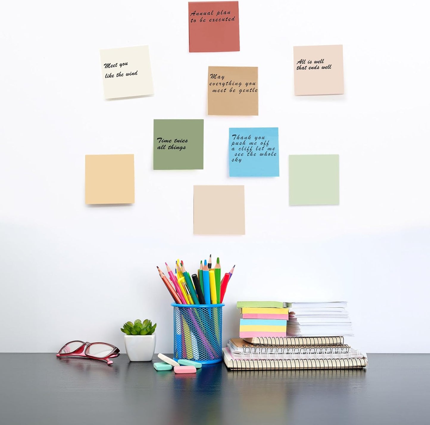 (24 Pack) Sticky Notes 3x3 in Post, 12 Bright Colors Sticky Note Self-Stick Notes Pads,Strong Adhesive, Easy to Post for Home, Office, Notebook