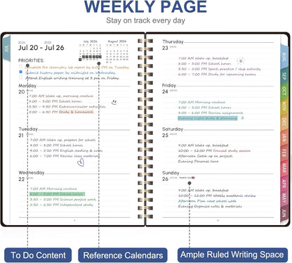 Planner 2026-2027, Weekly and Monthly Academic Year Calendar Planner, July 2026 - June 2027, Daily Agenda Book for Office School Supplies, A5(6.3'' x 8.5'')