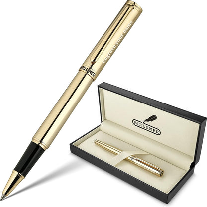 BEILUNER Luxury Rollerball Pen, Stunning Green Lacquer with 24K Gold Trim,Noble and Elegant Designs,Schneider Ink Refill, Best Gift Set for Men & Women, Refillable, Executive Writing, Nice Pens