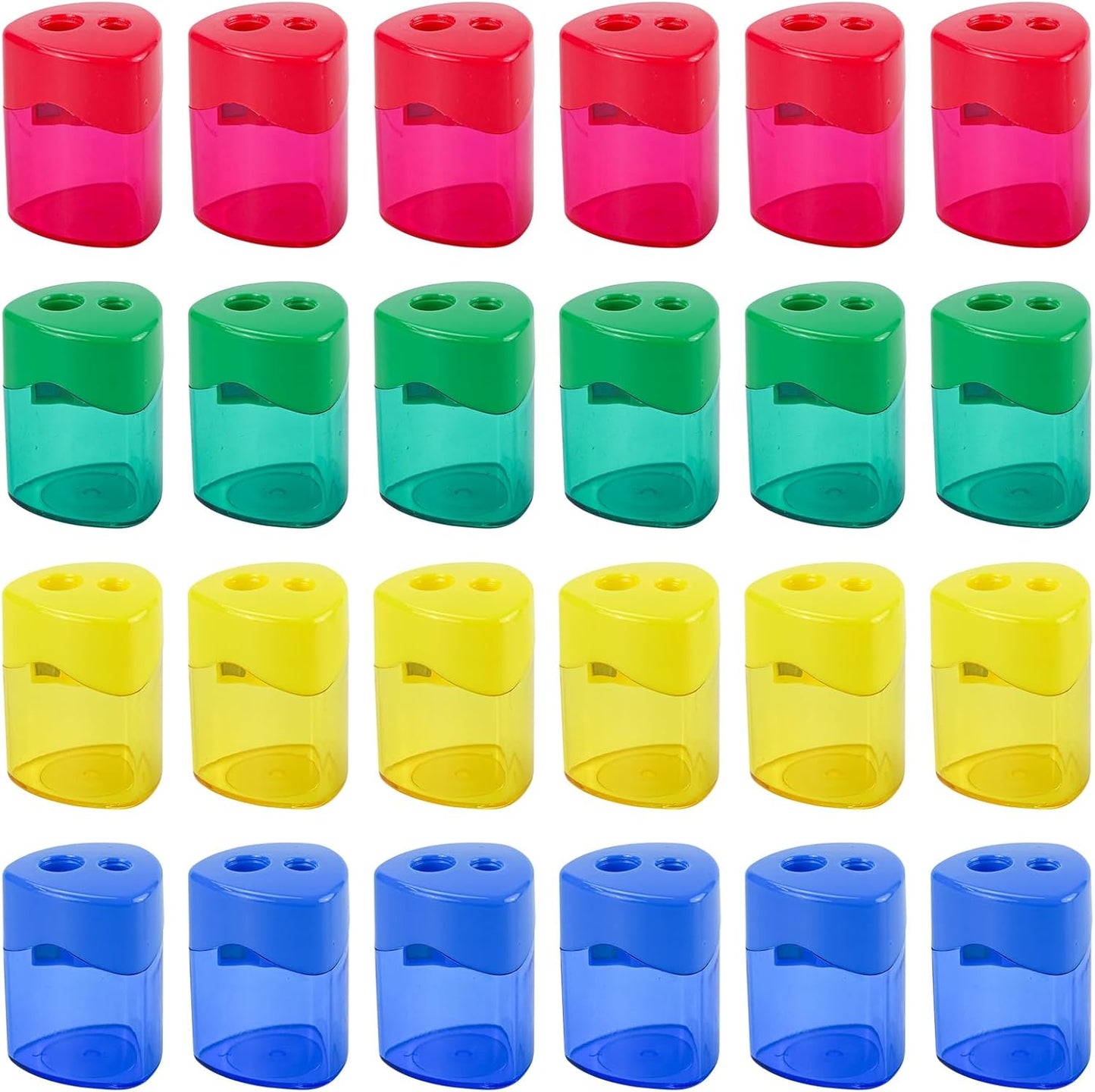 AUSTARK 4Pcs Pencil Sharpeners Manual for Kids Adults, Dual Hole Small Handheld Pencil Sharpener Bulk for Office School Home, Back to School Supplies