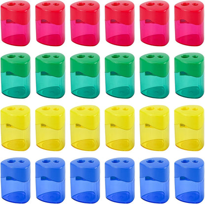 AUSTARK 4Pcs Pencil Sharpeners Manual for Kids Adults, Dual Hole Small Handheld Pencil Sharpener Bulk for Office School Home, Back to School Supplies