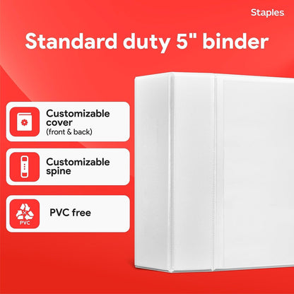 Staples Standard 2-Inch 3-Ring View Binder, Holds Up to 450 Sheets, Orange, Durable Binder for Office & School