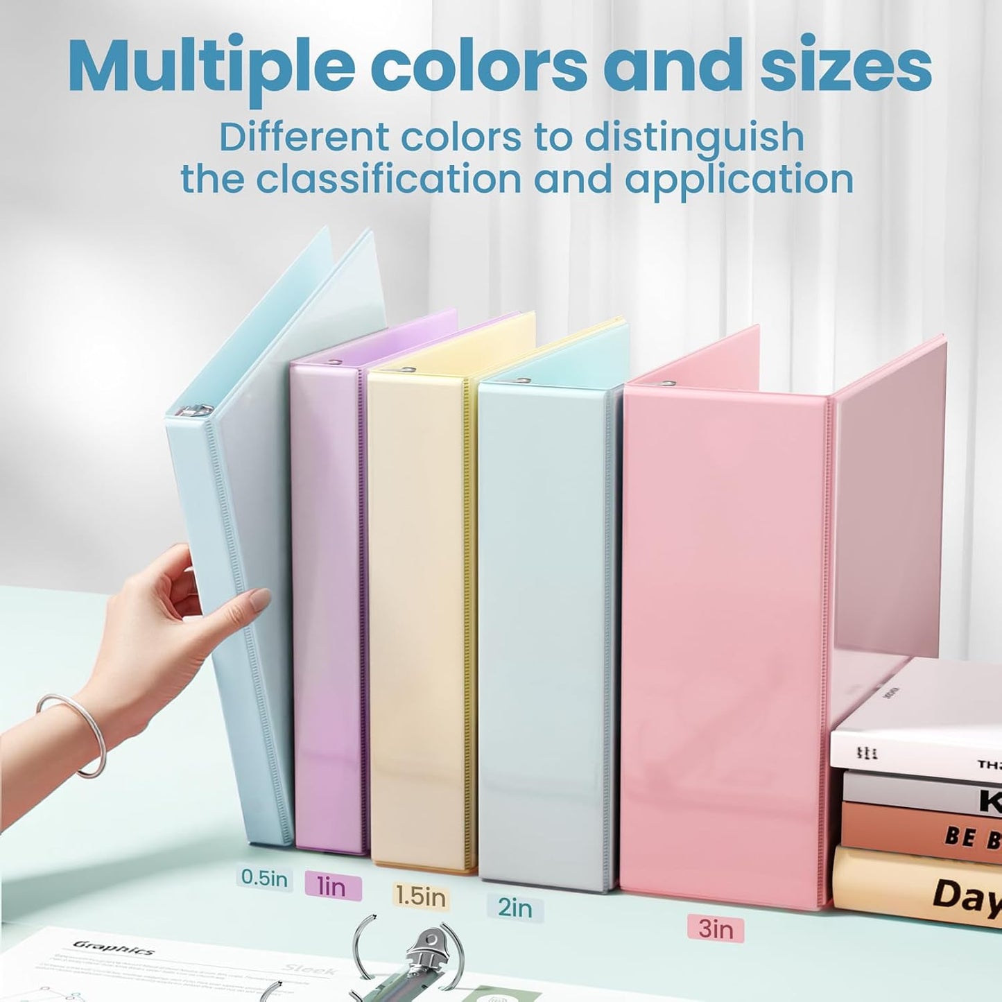 SUNEE 3 Ring Binder 2 Inch, Clear View Binder Three Ring PVC-Free (Fit 8.5x11 Inches) for School or Office Supplies, Light Purple, 1 Pack