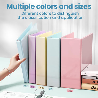 SUNEE 3 Ring Binder 2 Inch, Clear View Binder Three Ring PVC-Free (Fit 8.5x11 Inches) for School or Office Supplies, Light Purple, 1 Pack