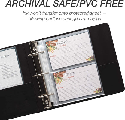 Samsill 8 Tab Recipe Dividers, Recipe Sleeves, Sheet Protector Dividers, with Tab Inserts, Clear, Super Heavyweight, Top Loading, 3 Hole Punched for Standard Letter Size Binders, Archival Safe