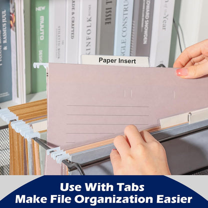 100 Pcs Hanging File Folder Paper Inserts 3-1/2 Inch Off White Blank File Tab Inserts Thick Cardstock for Hanging Folder (3.5×0.6 inch)(No Tab Included)