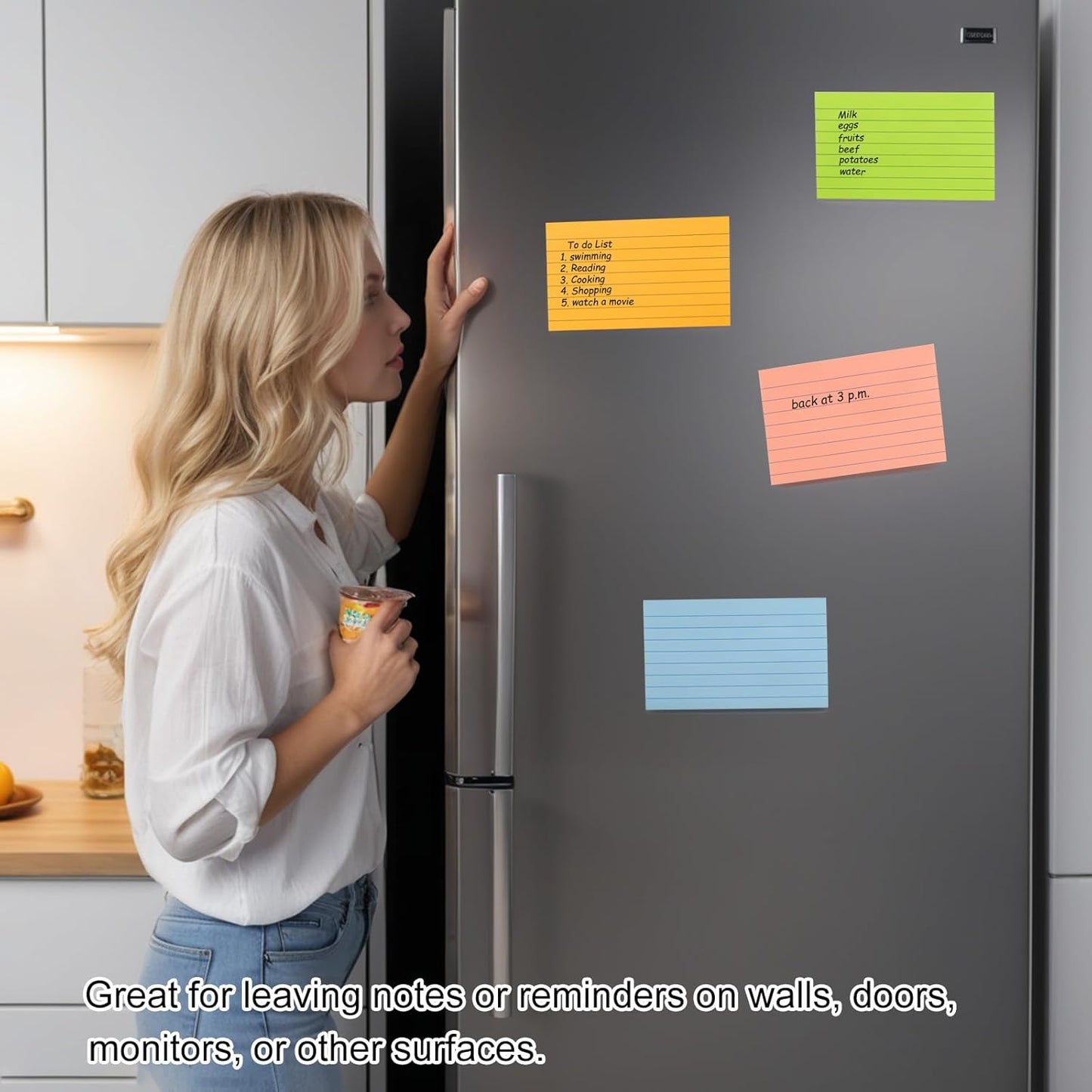 9 Pack Lined Sticky Notes 4x6 in Post Sticky Notes with Lines, 9 Bright Colors Self Sticky Notes Pad Its, Large Ruled Sticky Note for Office, Home, 35 Sheets/Pad