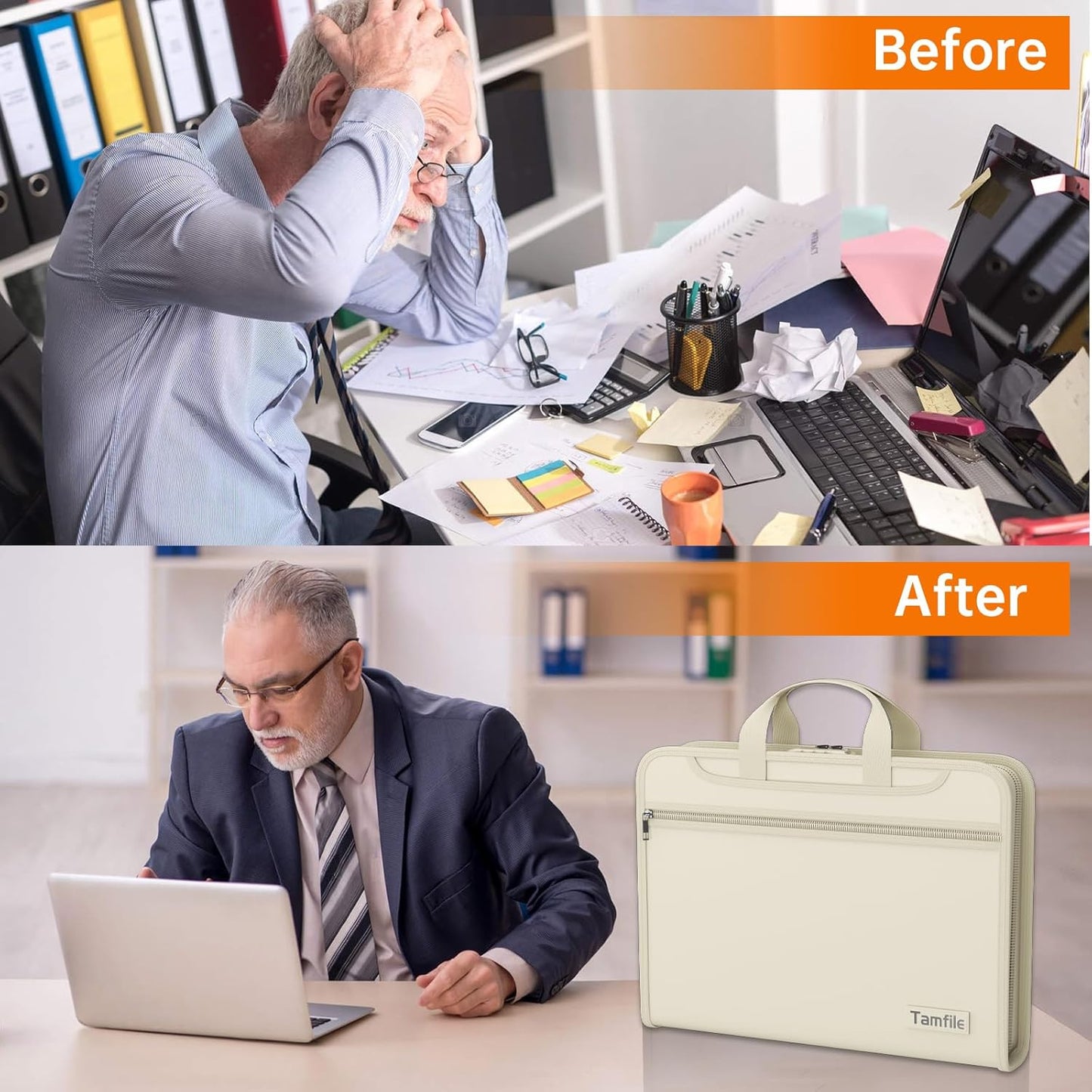 5200℉ Fireproof Accordion File Organizer with Lock, Thickened Document Organizer 13 Pocket with Zipper & Labels, Important Document Organizer, Expanding File Folder with Handle for Letter A4 (Grey)