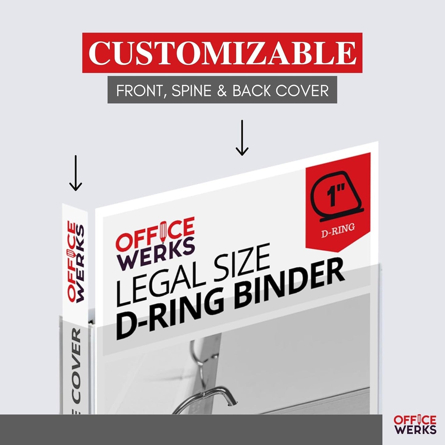 Office Werks Heavy Duty Legal Size View Binder - 14" x 8.5", White, 1 Inch D-Ring, Back Mount Binder