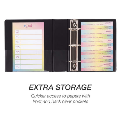 Samsill Economy 3 Ring Mini Binder, 1-Inch Round Ring Binder, Holds 100 Sheets, Black, 6 Pack (MP32300)