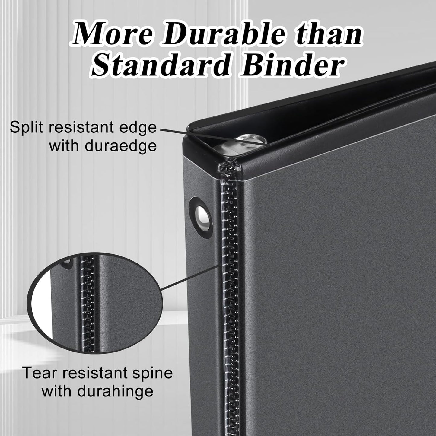 CIXILDTS 0.5-inch Round Ring Binder, Durable 1/2" 3 Ring Binder Fit Letter Size Paper, Presentation View Binders, White,12-Pack
