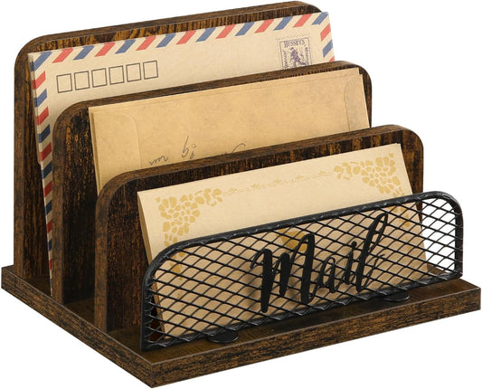 YINMIT Mail Organizer Countertop, Mail Holder with 3-Slot, Desktop Mail Sorter, Mail Organizer for Desk, Letter Sorter File Holder, Office Desk Organizers and Accessories