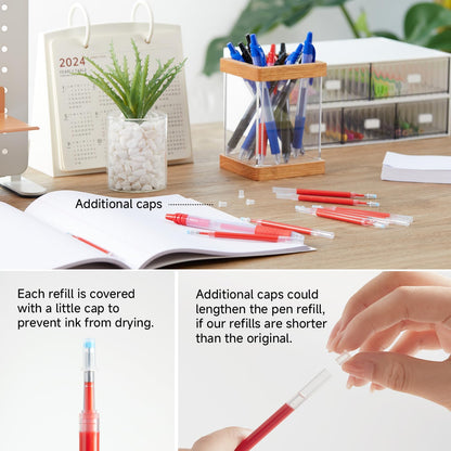 Retractable Gel Pen Refills, Shuttle Art 30 Pack Black Rollerball Gel Ink Pens Refills, Bulk Set, 0.7mm Fine Point for Writing Journaling Taking Notes School Office Home