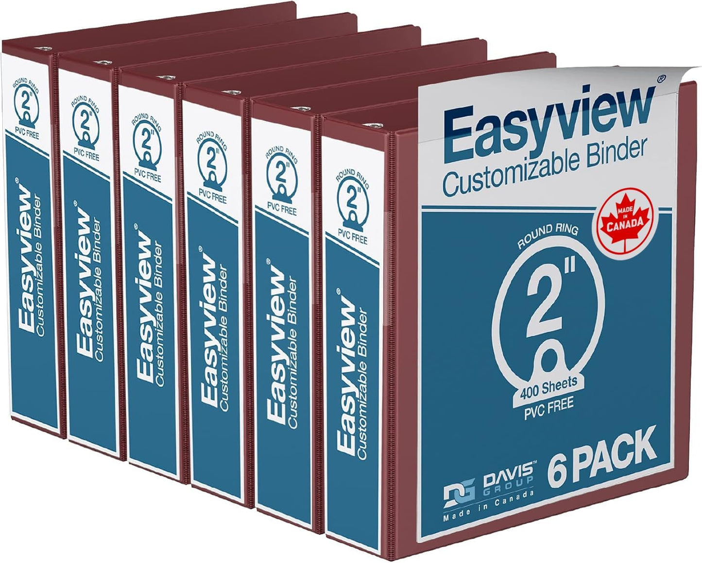 Easyview Premium 3-Ring Binders with Clear-View Covers and Round Rings, Binders for School or Office, 1 Inch, Pack of 6, Navy Blue