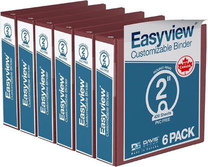 Easyview Premium 3-Ring Binders with Clear-View Covers and Round Rings, Binders for School or Office, 1 Inch, Pack of 6, Navy Blue