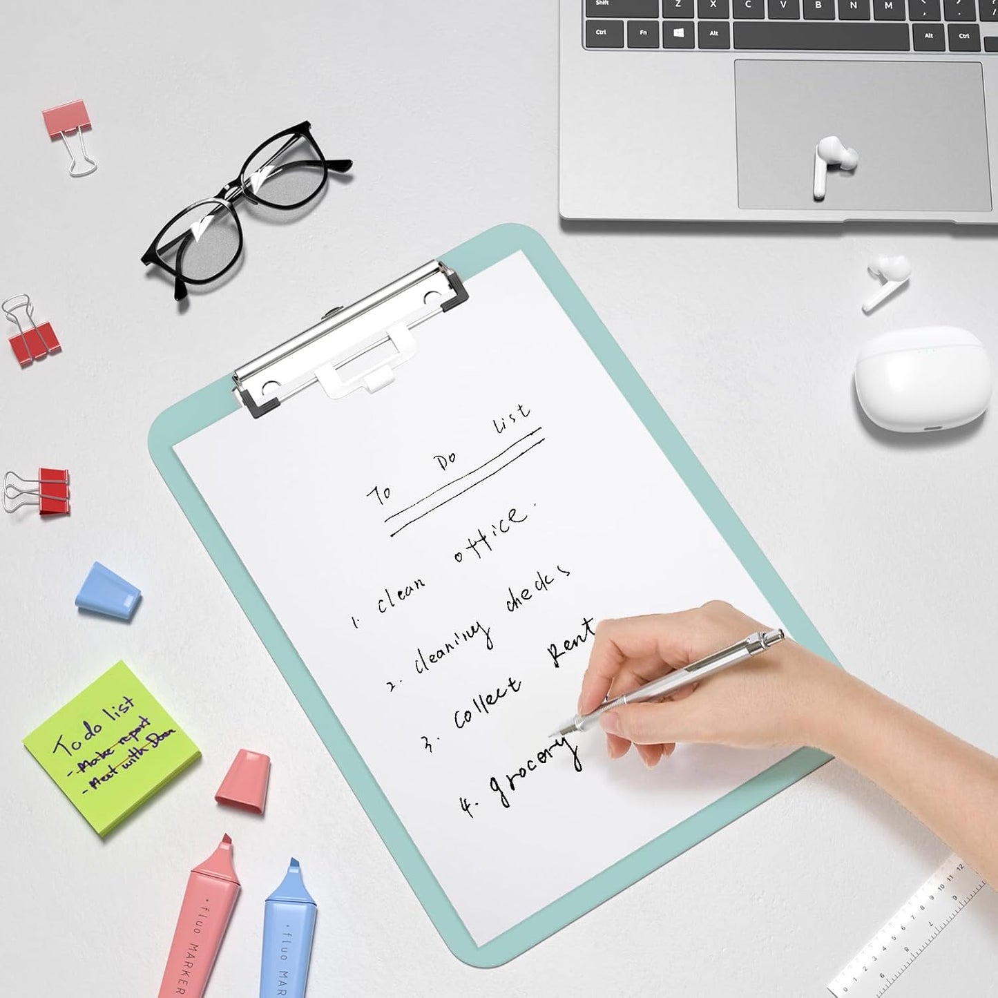 Hongri Plastic Clipboard, White 8.5x11" Clipboard, A4 Letter Size Clipboards for Nurses, Students, Office and Women, Clipboard with Pen Holder and Low Profile Clip, Size 12.5 x 9 Inch(White)