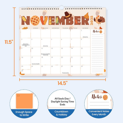 SUNEE Wall Calendar 2026 21 Months Apr. 2026 - Dec. 2027, 14.5"x11.5" Big Grid Hanging Calendar with Note for Organizing & Planning, Monthly Calendar 2026-2027 with Last Month and Next Month, White