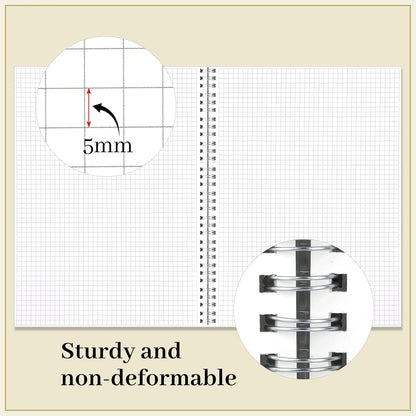 BESARME 2PCS 80 Sheets Large Graph Paper Spiral Notebook 8.5" × 11", A4 Graph Paper Notebook College Ruled Spiral Notebooks for School Office