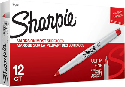 Sharpie Permanent Markers, Ultra-Fine Point, Blue, 12 Count - Home, School, Office Supplies