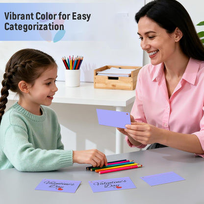 200 Count 3 x 5 Inch Purple Index Cards with Binder Rings, Lined & Blank Study Cards, Thick Cardstock Flash Cards for Students & Teachers, Color-Coded Notecards for School, Home, Work