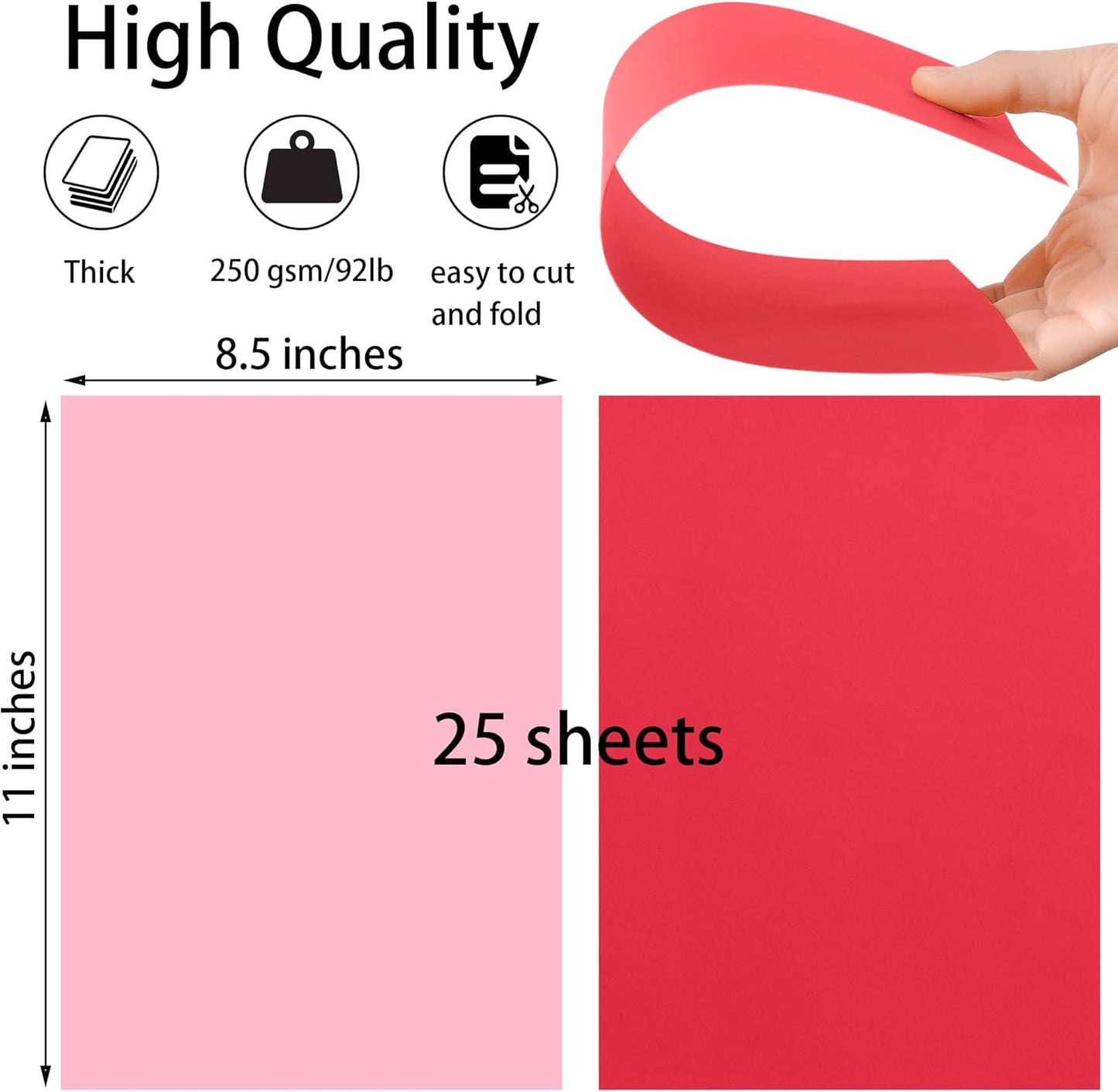 25 Sheets Black Cardstock Paper 8.5'' x 11'', 250gsm/92lb Thick Paper for Scrapbook, Invitations, Printing and DIY Cards