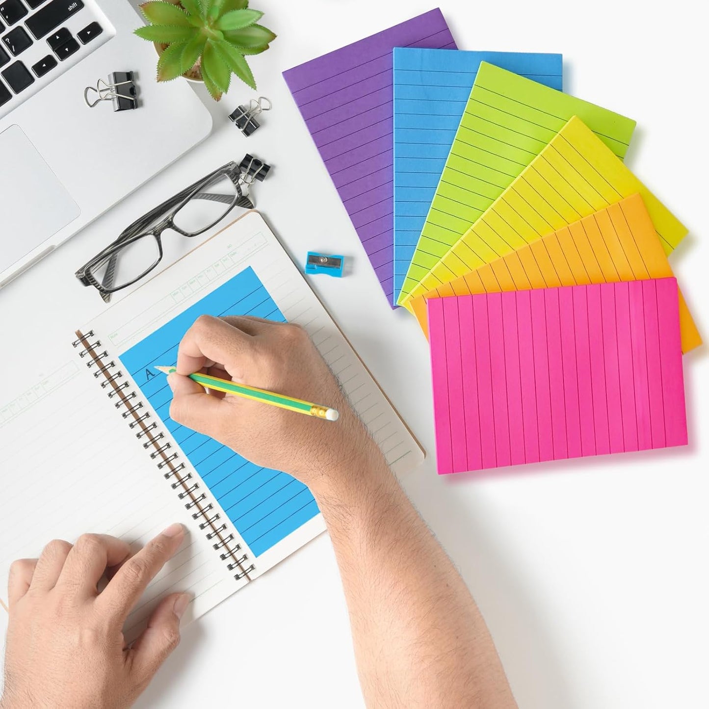 24 Pack Lined Sticky Notes 4X6 in, Self Sticky Note Pads with Lines, Large Sticky Note Memo Pad for Office, Home, School, Meeting, 50 Sheets/pad, Morandi