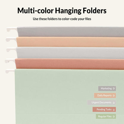 SUNEE Hanging File Folders Legal Size, Black File Folders 25 Pack 1/5-Cut Tabs, Stay Organized for Your Home and Office Bulk File and Documents