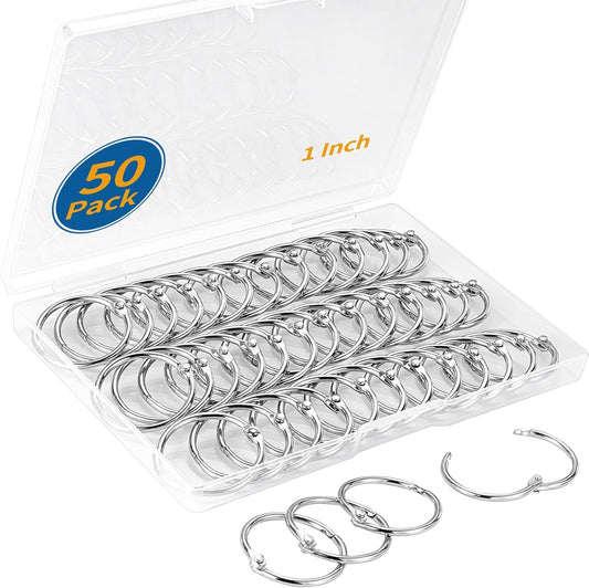 Decymis 50 Pack Binder Rings 1 Inch, Loose Leaf Binder Rings for Index Cards, Metal Steel Paper Rings, Small Binder Rings, Office Metal Book Rings, Sturdy Binder Rings, Keychain Key Rings Metal