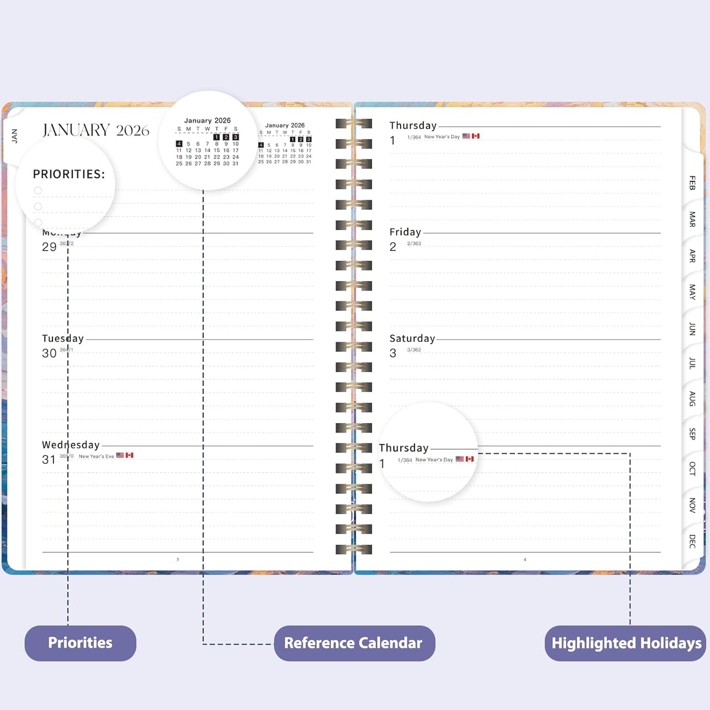 Planner 2026-2027, Weekly and Monthly Academic Year Calendar Planner, July 2026 - June 2027, Daily Agenda Book for Office School Supplies, A5(6.3'' x 8.5'')