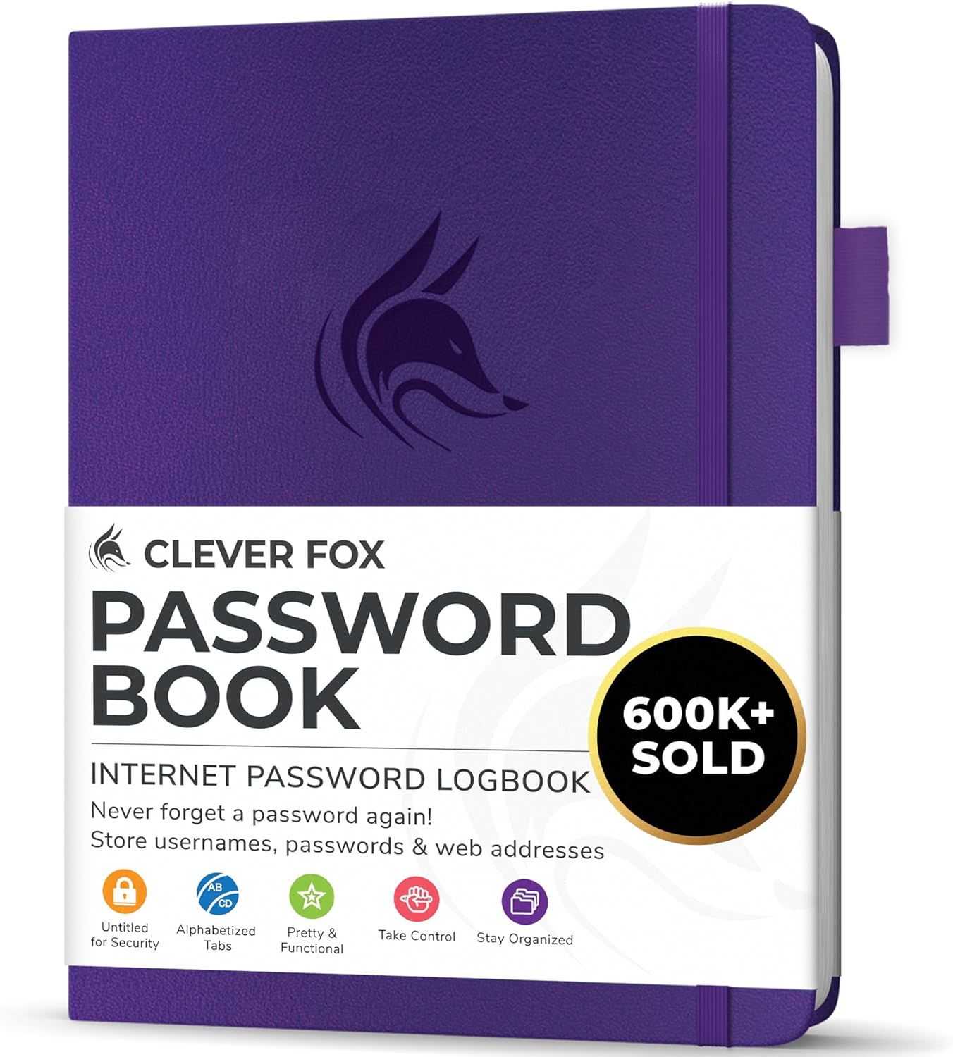 Clever Fox Password Book with alphabetical tabs. Internet Address Organizer Logbook. Small Pocket Password Keeper for Website Logins (Orange)