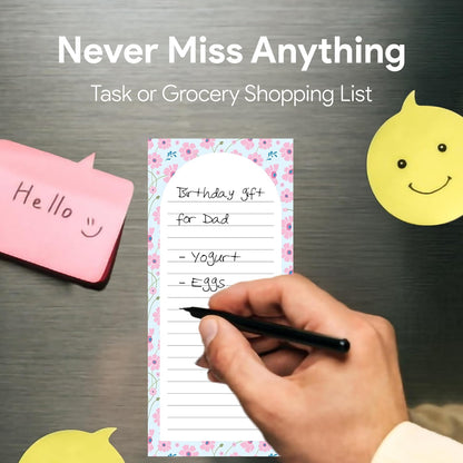 8 Magnetic Notepads – Notepads for Grocery List, Shopping List, To-Do List, Reminders -Strong Magnetic Back- Memo Notepad with Realistic Fruit Designs | 25 Sheets per Pad 7.5 x 3.5 inch (8 Pack)